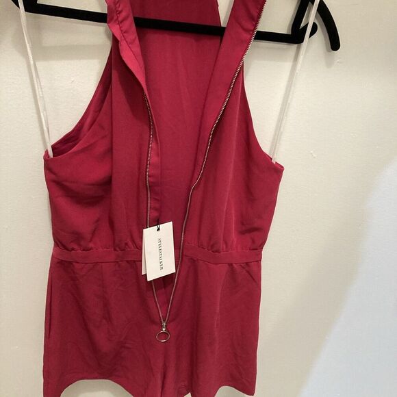 Stylestalker Hailey Romper Shorts Size Small S halter neck with pockets Pink - Picture 5 of 13